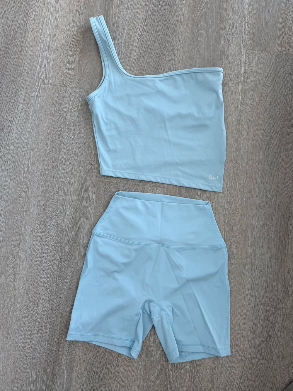 SET Active Light Blue One-Shoulder Active Set